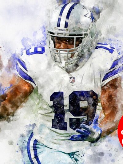 Watercolor print of Amari Cooper with the Dallas Cowboys