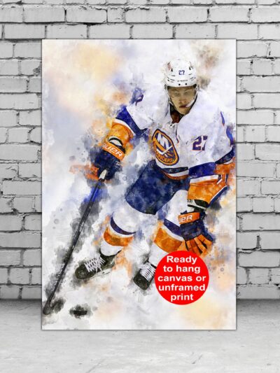 Anders Lee print of him playing Hockey