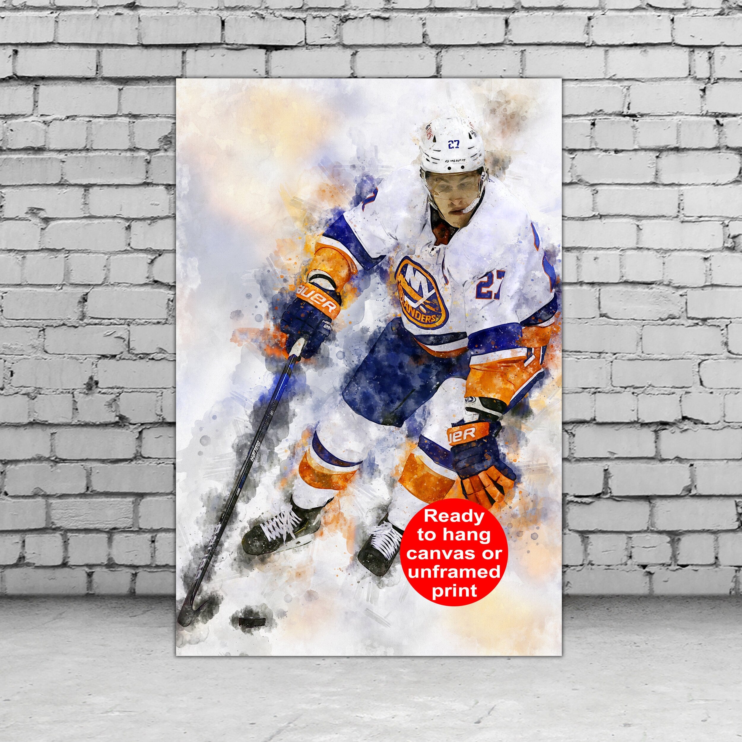 Anders Lee print of him playing Hockey