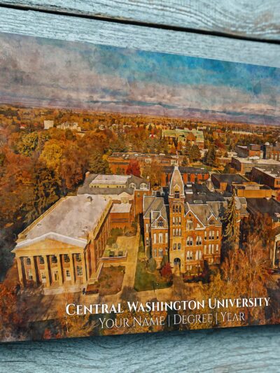 Central Washington University watercolor canvas fine art prints. Graduation gift, Central Washington University , College wall art,