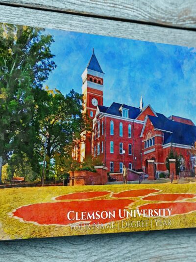 CLEMSON UNIVERSITY CAMPUS CANVAS PRINT HANGING ON WALL