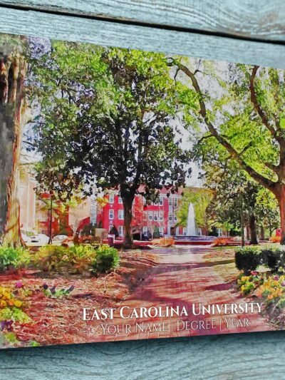 UNIVERSITY OF EAST CAROLINA CAMPUS CANVAS PRINT HANGING ON WALL