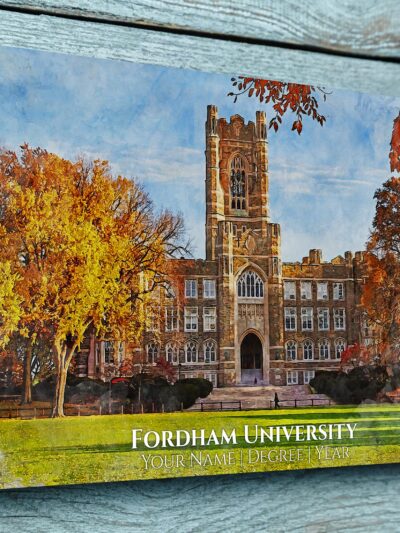 FORDHAM UNIVERSITY CAMPUS CANVAS PRINT HANGING ON WALL