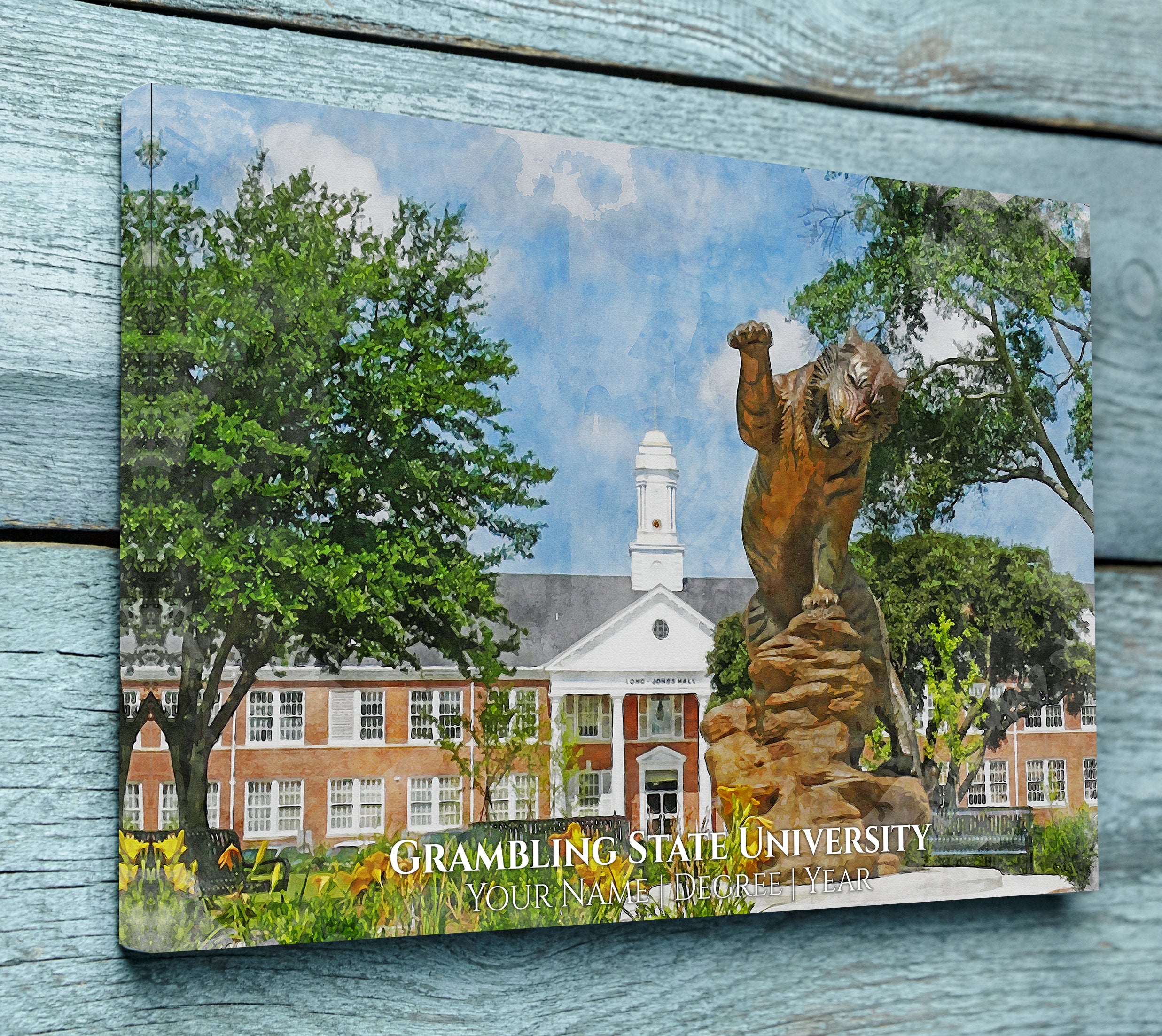 GRAMBLING STATE UNIVERSITY CAMPUS CANVAS PRINT HANGING ON WALL