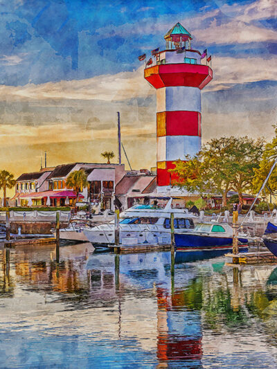 Hilton Head SC watercolor, Hilton Head Lighthouse Canvas, South Carolina watercolor canvas, Hilton head wall art, Hilton Head print