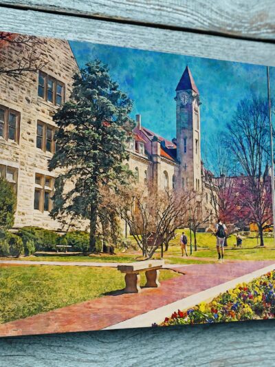 INDIANA UNIVERSITY CAMPUS CANVAS PRINT HANGING ON WALL