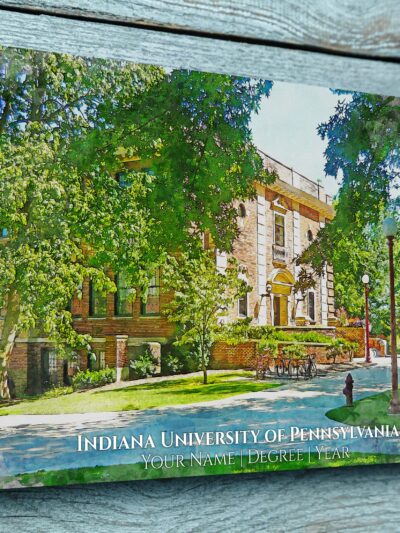 INDIANA UNIVERSITY OF PENNSYLVANIA CAMPUS CANVAS PRINT HANGING ON WALL