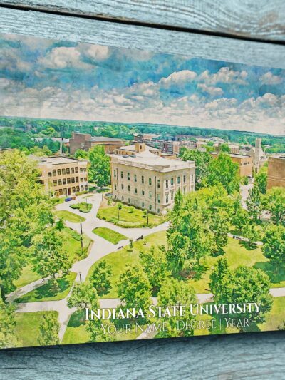 Indiana State University watercolor. Graduation gift, Indiana State University , College wall art,  College WC