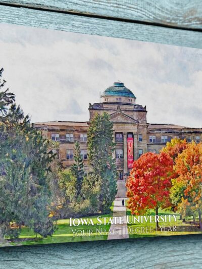 Iowa State University watercolor. Graduation gift, Iowa State University , College wall art,  College WC