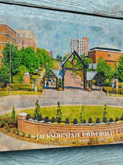 UNIVERSITY JACKSON STATE CAMPUS CANVAS PRINT HANGING ON WALL