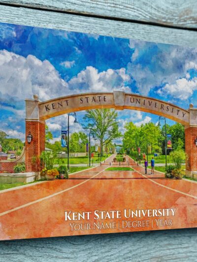 KENT STATE UNIVERSITY CAMPUS CANVAS PRINT HANGING ON WALL