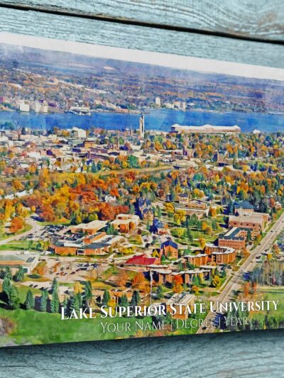 UNIVERSITY OF LAKE SUPERIOR STATE CAMPUS CANVAS PRINT HANGING ON WALL