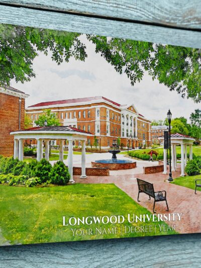 LONGWOOD UNIVERSITY CAMPUS CANVAS PRINT HANGING ON WALL