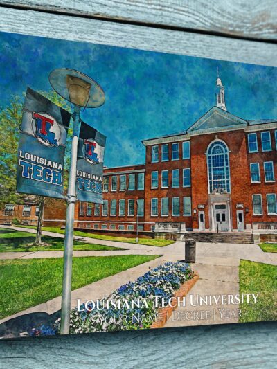 UNIVERSITY OF LOUISIANA TECH CAMPUS CANVAS PRINT HANGING ON WALL