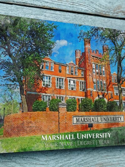 Marshall University watercolor. Graduation gift, Marshall University , College wall art,  College WC