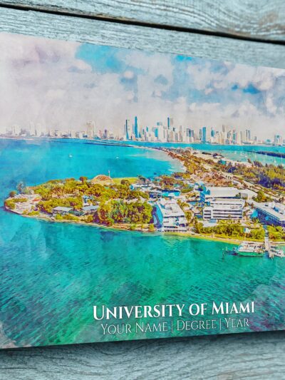 UNIVERSITY OF MIAMI CAMPUS CANVAS PRINT HANGING ON WALL