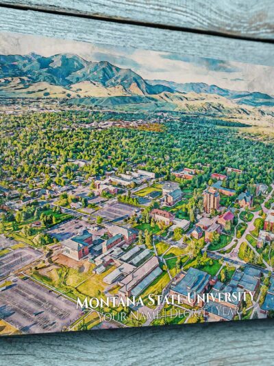 UNIVERSITY OF MONTANA STATE CAMPUS CANVAS PRINT HANGING ON WALL