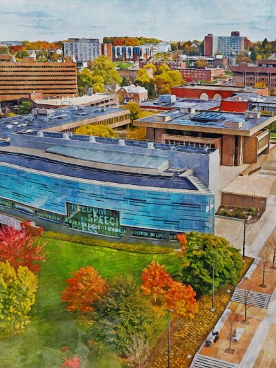 Canvas-Print of Syracuse Newhouse School, Watercolor Digital Sketch Print Canvas Print, Syracuse New York, Syracuse University