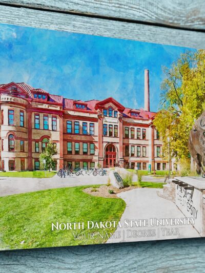 UNIVERSITY OF NORTH DAKOTA STATE CAMPUS CANVAS PRINT HANGING ON WALL