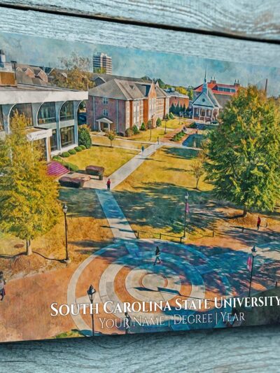 UNIVERSITY OF SOUTH CAROLINA STATE CAMPUS CANVAS PRINT HANGING ON WALL
