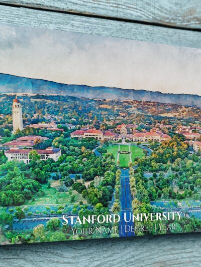 STANFORD CAMPUS CANVAS PRINT HANGING ON WALL