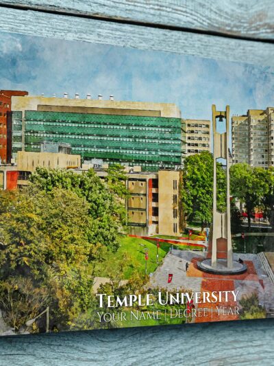 Temple University watercolor. Graduation gift, Temple University , College wall art,  College WC