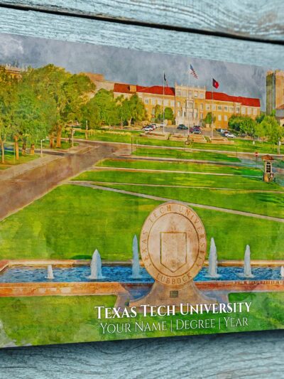 Texas Tech University watercolor. Graduation gift, Texas Tech University , College wall art,  College WC