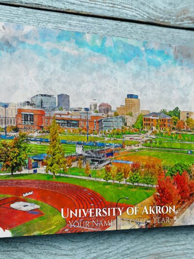 University of Akron watercolor. Graduation gift, University of Akron, College wall art,  College WC
