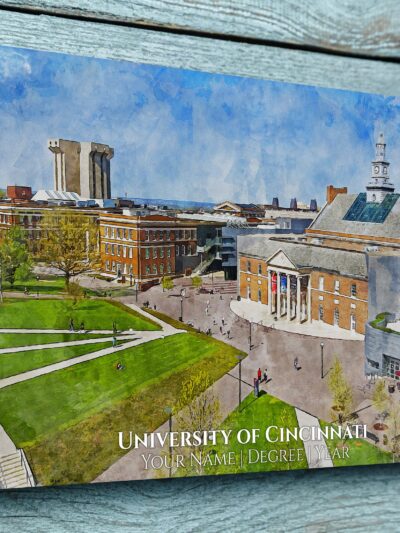 UNIVERSITY OF CINCINNATI CAMPUS CANVAS PRINT HANGING ON WALL