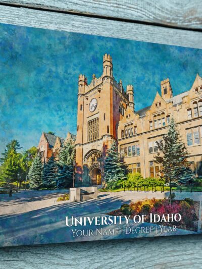 UNIVERSITY OF IDAHO CAMPUS CANVAS PRINT HANGING ON WALL