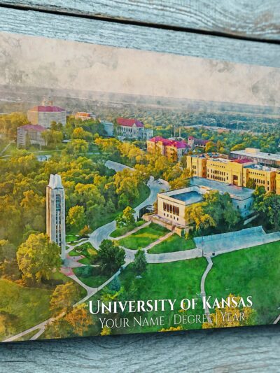 University of Kansas watercolor. Graduation gift, University of Kansas, College wall art,  College WC