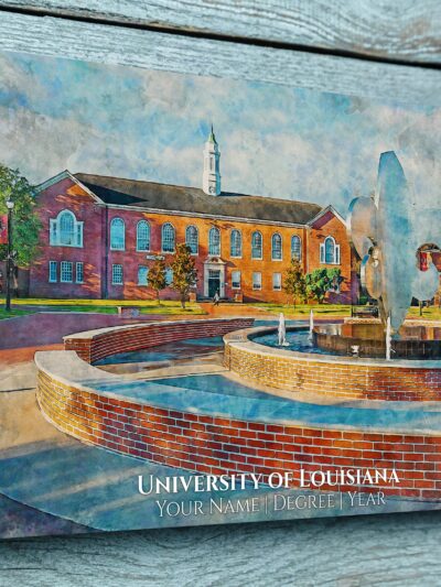 University of Louisiana watercolor. Graduation gift, University of Louisiana , College wall art,  College WC