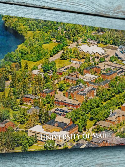 UNIVERSITY OF MAINE CAMPUS CANVAS PRINT HANGING ON WALL