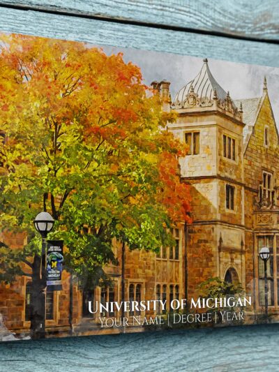 University of Michigan watercolor. Graduation gift, University of Michigan , College wall art,  College WC