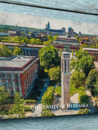 UNIVERSITY OF  NEBRASKA CAMPUS CANVAS PRINT HANGING ON WALL