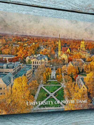 UNIVERSITY OF NOTRE DAME CAMPUS CANVAS PRINT HANGING ON WALL
