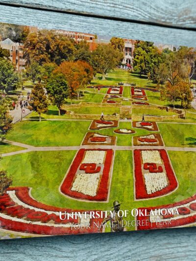 UNIVERSITY OF OKLAHOMA CAMPUS CANVAS PRINT HANGING ON WALL