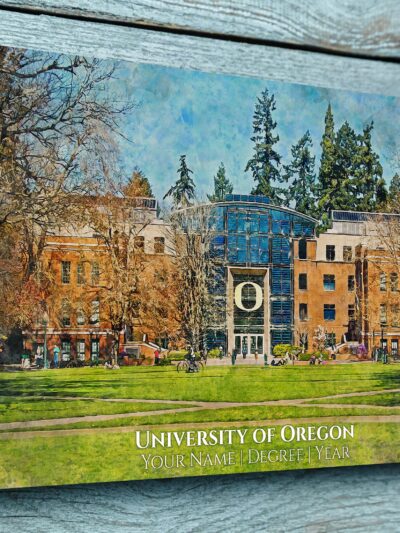 UNIVERSITY OF OREGON CAMPUS CANVAS PRINT HANGING ON WALL