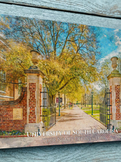 UNIVERSITY OF SOUTH CAROLINA CAMPUS CANVAS PRINT HANGING ON WALL