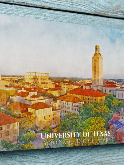 The University of Texas watercolor. Graduation gift, The University of Texas , College wall art,  College WC