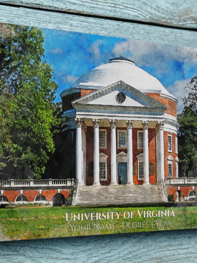 UNIVERSITY OF VIRGINIACAMPUS CANVAS PRINT HANGING ON WALL