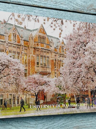 University of Washington watercolor. Graduation gift, University of Washington , College wall art,  College WC
