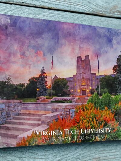 VIRGINIA TECH UNIVERSITY CAMPUS CANVAS PRINT HANGING ON WALL