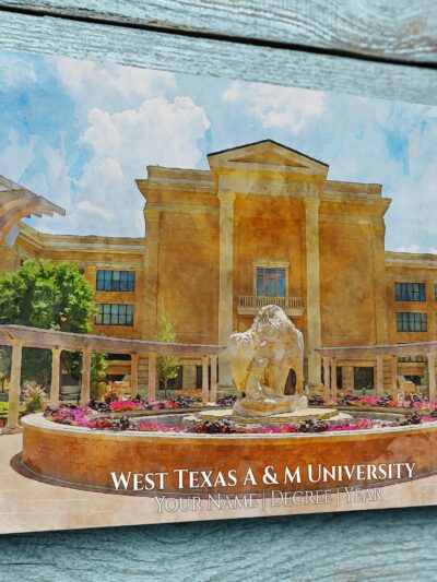 West Texas A&M University watercolor. Graduation gift, West Texas AM University , College wall art,  College WC