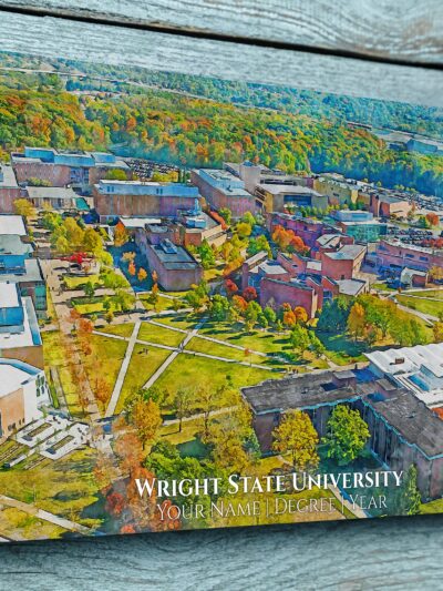 WRIGHT STATE UNIVERSITY CAMPUS CANVAS PRINT HANGING ON WALL