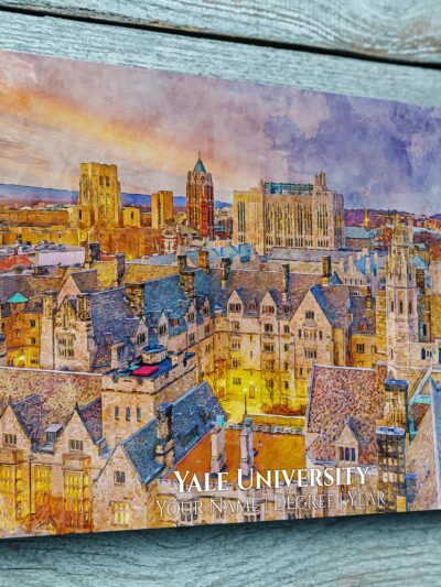 YALE UNIVERSITY CAMPUS CANVAS PRINT HANGING ON WALL