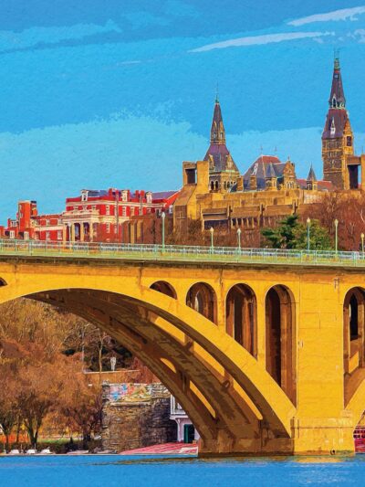 Watercolor of Georgetown Washington DC during the day