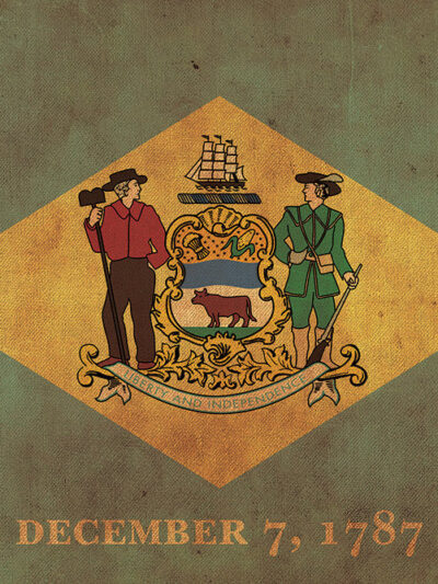 Vintage Delaware Flag on Canvas, Flag, Wall Art, Delaware Photo, Delaware Print, Fine Art, First state Flag, Single or Multiple Panels