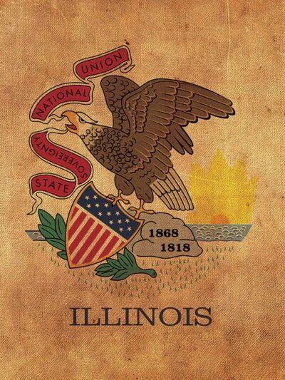 Vintage Illinois flag on canvas, Illinois, Flag, Wall Art, Illinois Photo, Illinois flag on canvas,  Single or Multiple Panels Illinois flag