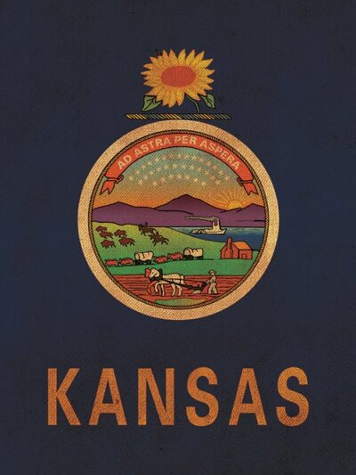 Vintage Kansas Flag on Canvas, Kansas,  Flag, Wall Art, Kansas Photo, Kansas Print, Fine Art, Kansas state, Single or Multiple Panels